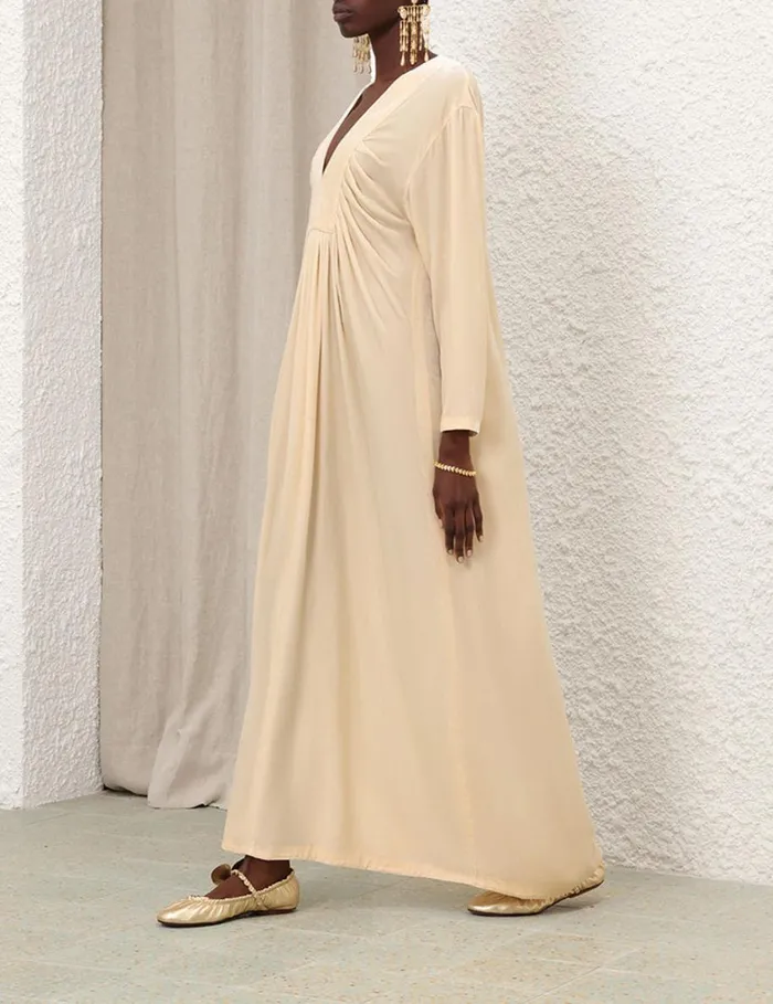 Women Clothing Zimmermann Harmony Velvet Dress Cream