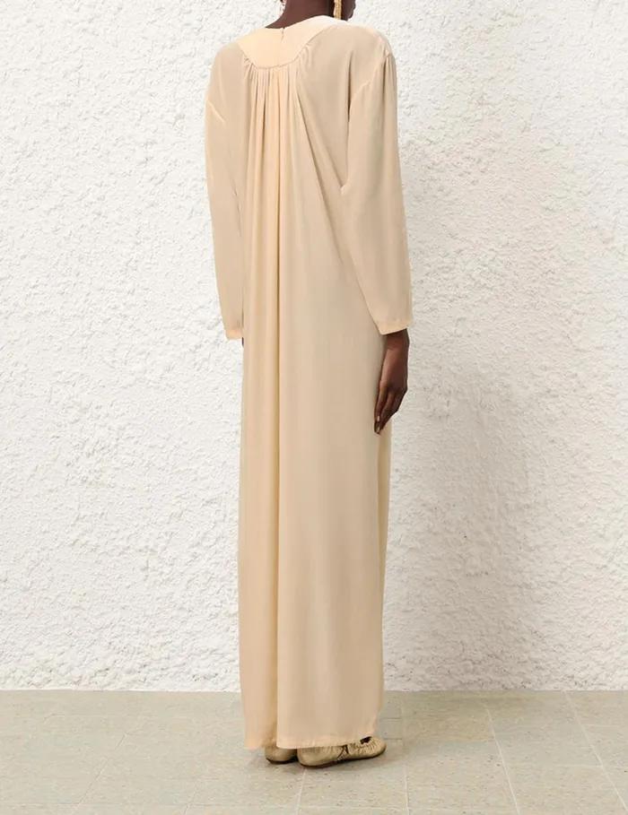 Women Clothing Zimmermann Harmony Velvet Dress Cream