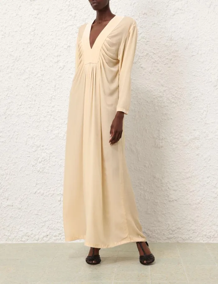 Women Clothing Zimmermann Harmony Velvet Dress Cream