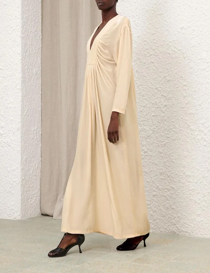 Women Clothing Zimmermann Harmony Velvet Dress Cream