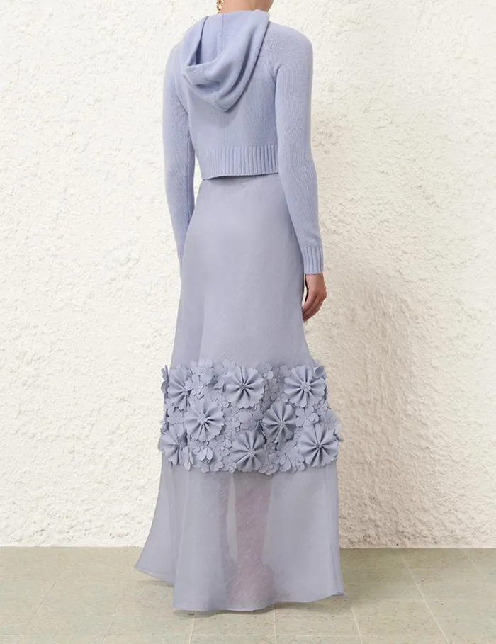 Women Clothing Zimmermann Natura Applique Flower Skirt Lilac Blue