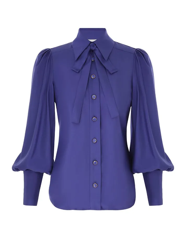 Women Clothing Zimmermann Natura Blouson Shirt Lapis