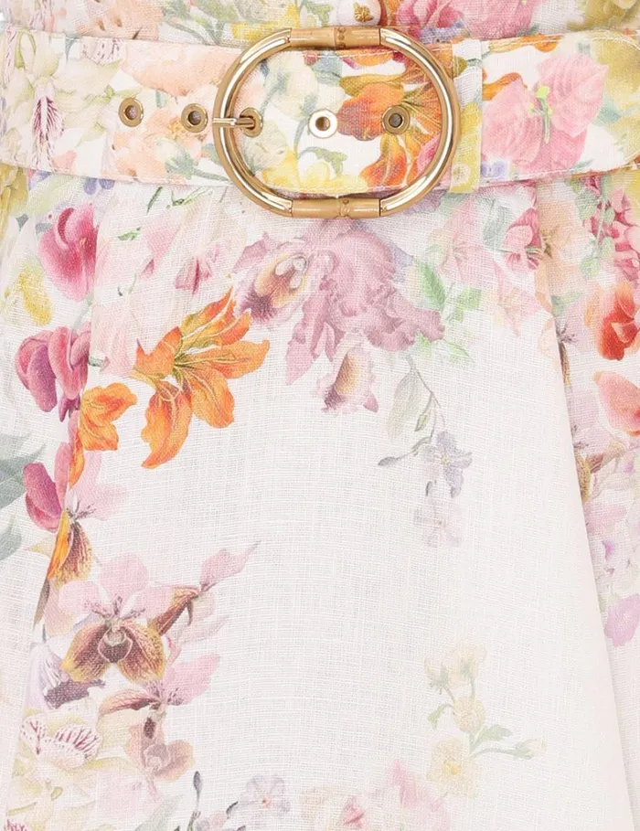 Women Clothing Zimmermann Natura Buttoned Mini Dress Kaleidoscope Garden