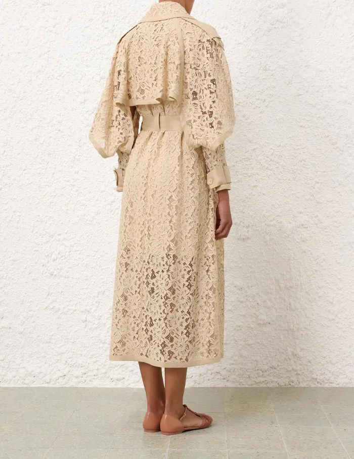 Women Clothing Zimmermann Natura Lace Trench Dress Tea