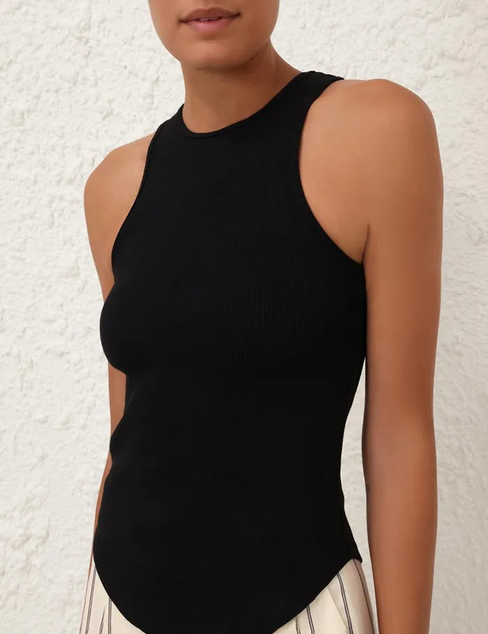 Women Clothing Zimmermann Natura Reverse Racer Tank Black
