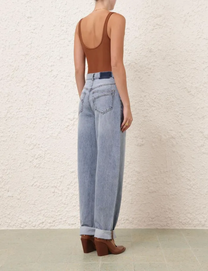 Women Clothing Zimmermann Natura Scoop Bodysuit Toffee