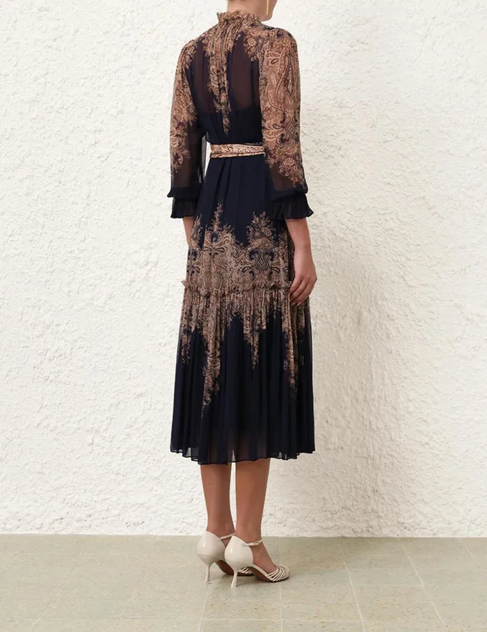 Women Clothing Zimmermann Natura Tubular Midi Navy Paisley