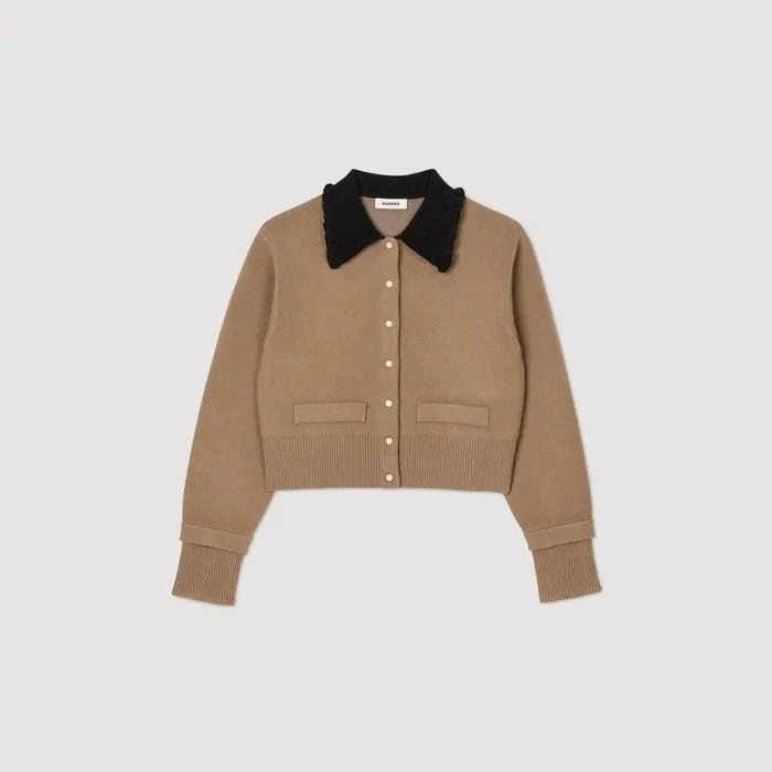 Women Coatigans SANDRO Cropped Coatigan Camel