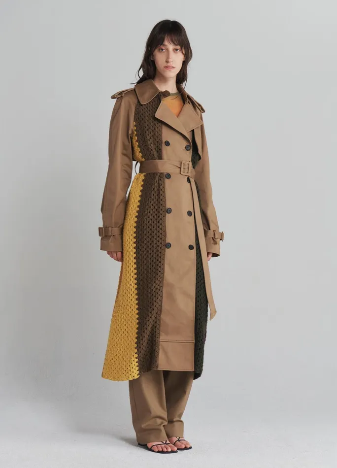 Women Crochet Combo Trench Coat MONSE Jackets and Coats