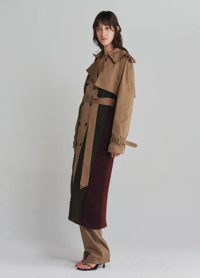 Women Crochet Combo Trench Coat MONSE Jackets and Coats