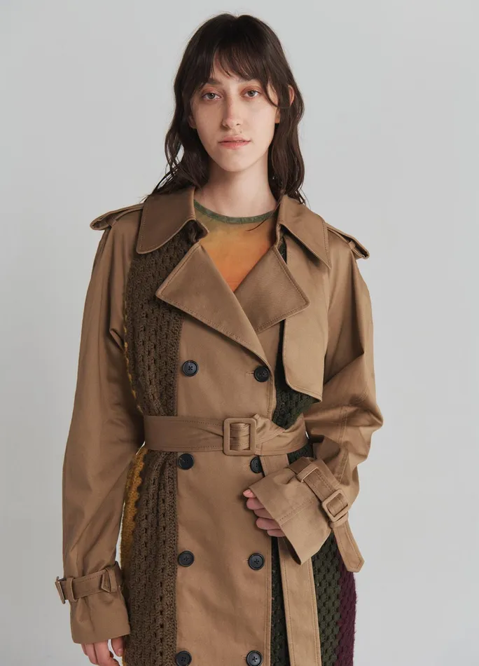 Women Crochet Combo Trench Coat MONSE Jackets and Coats