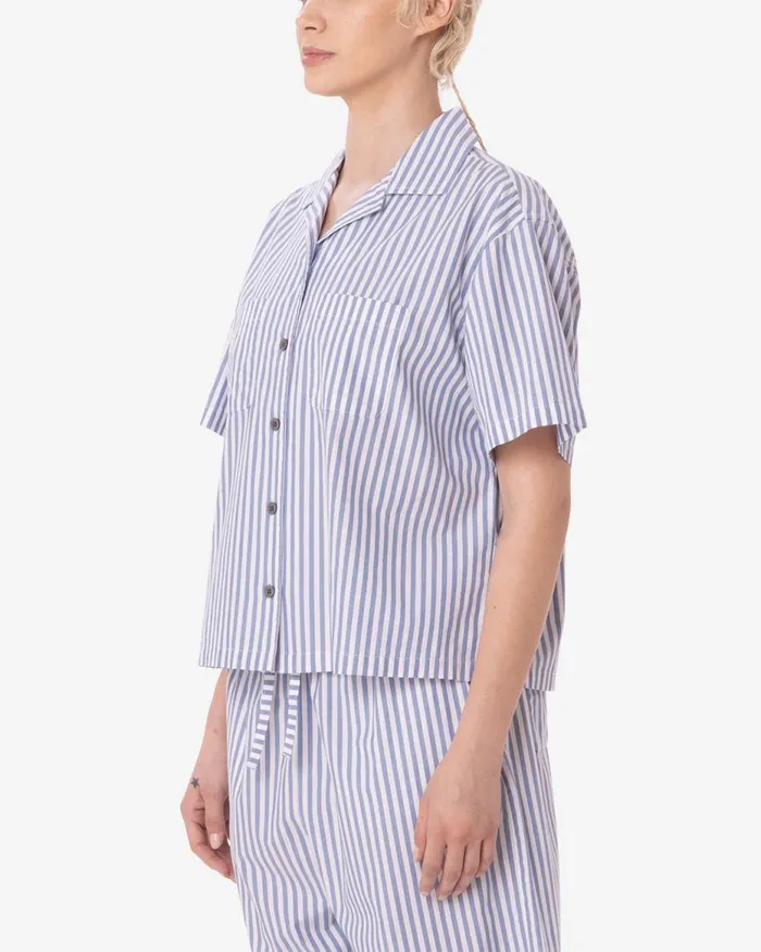 Women DOMINIQUE STRIPE SHIRT Coronet Blue Multi OBEY Clothing TOPS