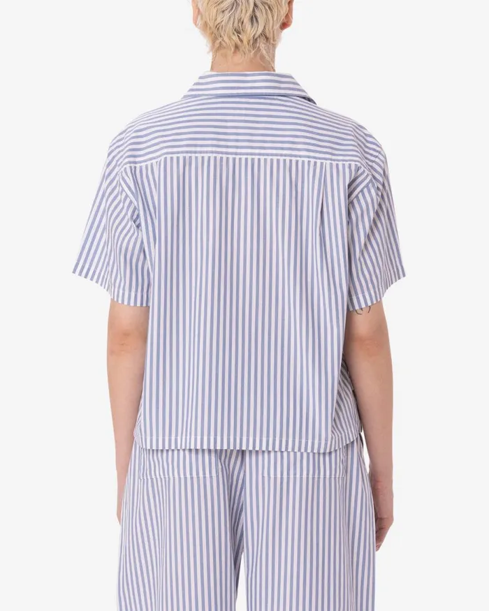 Women DOMINIQUE STRIPE SHIRT Coronet Blue Multi OBEY Clothing TOPS