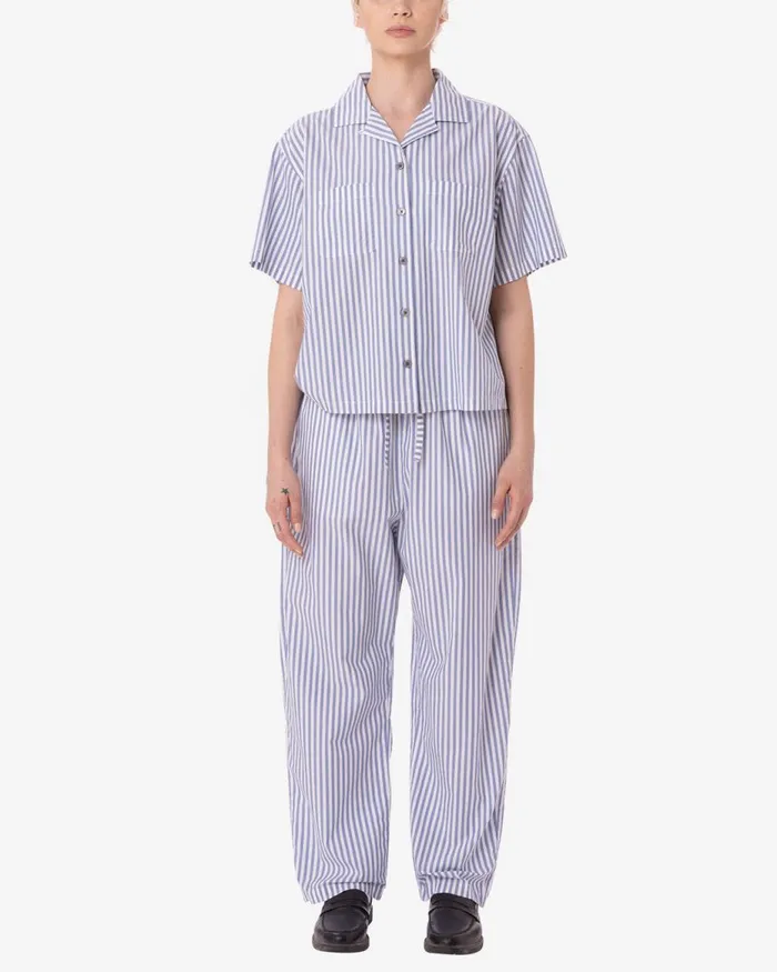 Women DOMINIQUE STRIPE SHIRT Coronet Blue Multi OBEY Clothing TOPS