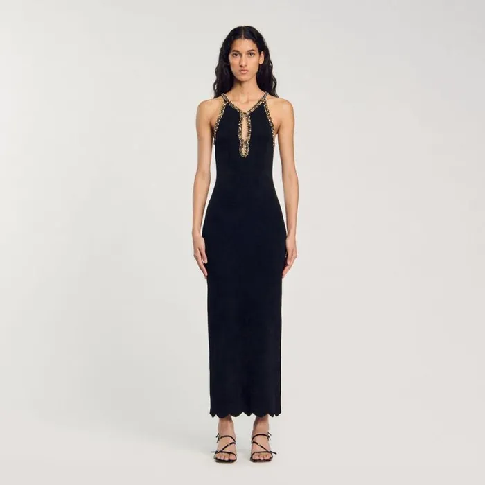 Women Dresses SANDRO Beaded Maxi Dress Black