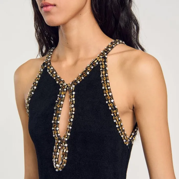 Women Dresses SANDRO Beaded Maxi Dress Black