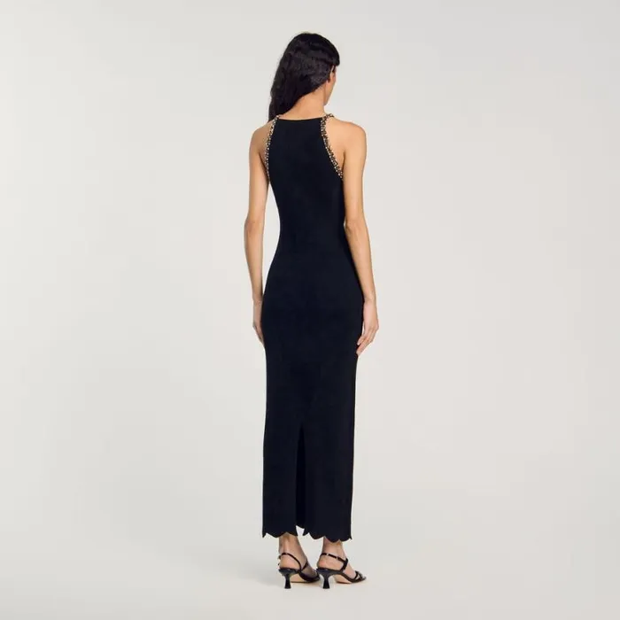 Women Dresses SANDRO Beaded Maxi Dress Black