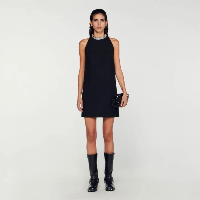 Women Dresses SANDRO Dress With Jewelry Collar Black
