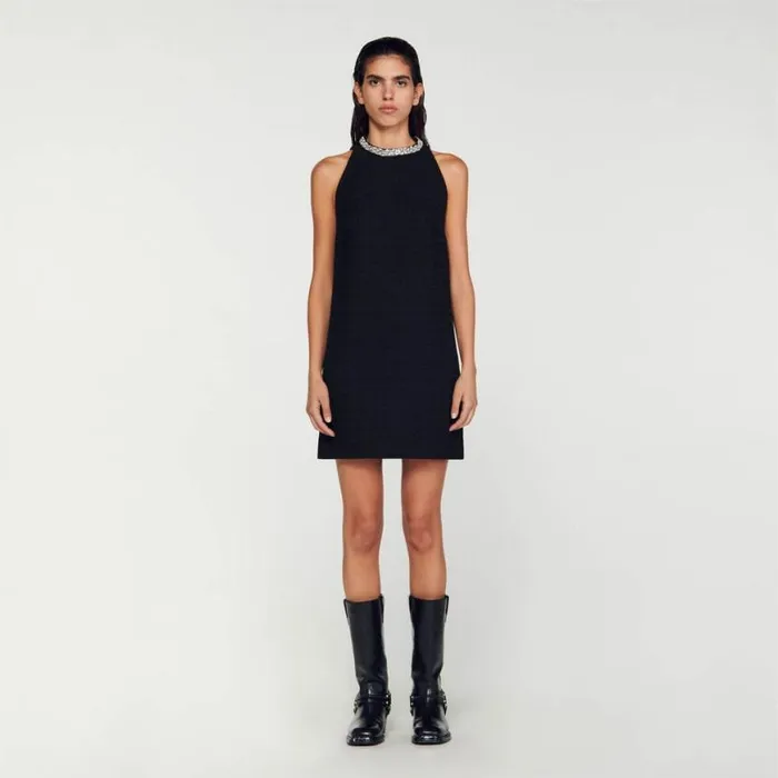 Women Dresses SANDRO Dress With Jewelry Collar Black