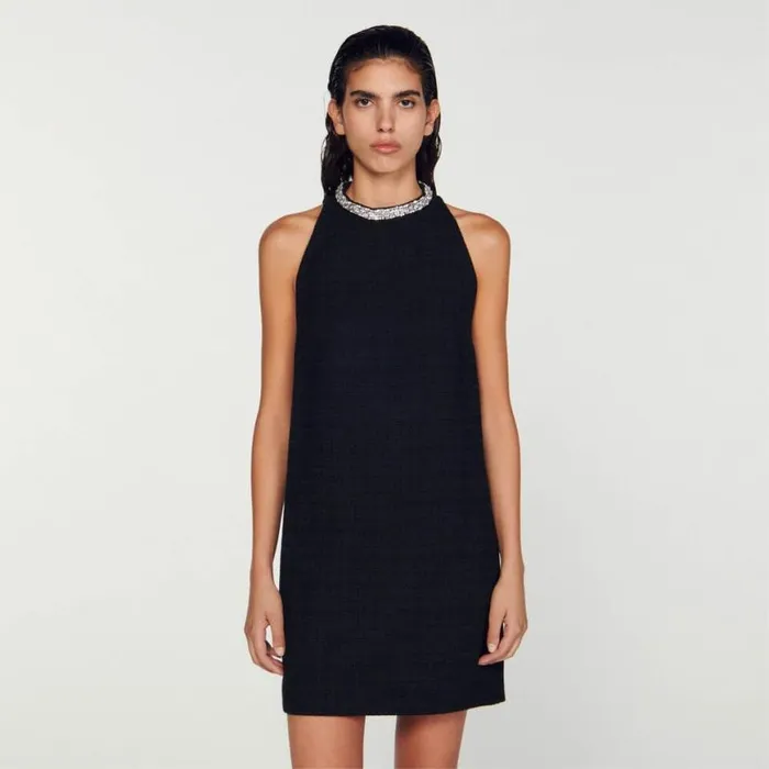Women Dresses SANDRO Dress With Jewelry Collar Black