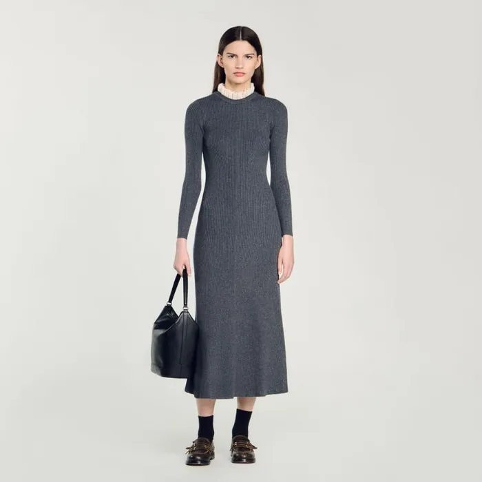Women Dresses SANDRO Knit Maxi Dress Dark Grey