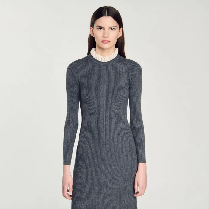 Women Dresses SANDRO Knit Maxi Dress Dark Grey Women Dresses SANDRO Knit Maxi Dress Dark Grey
