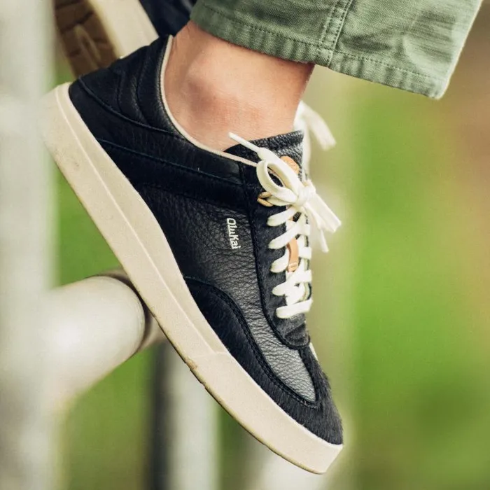 Women Hupu Oho Womens Elevated Leather Sneakers Black Olukai Leather Women Hupu Oho Womens Elevated Leather Sneakers Black Olukai Leather