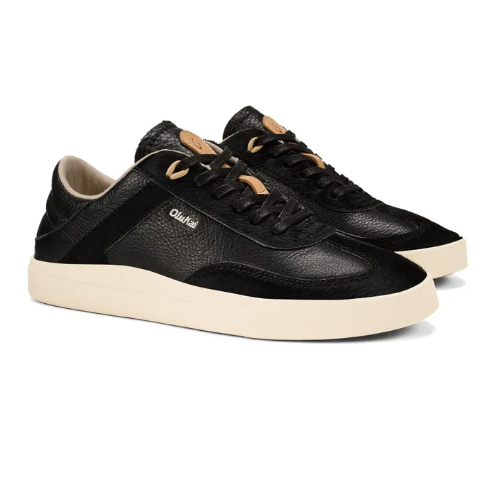 Women Hupu Oho Womens Elevated Leather Sneakers Black Olukai Leather Women Hupu Oho Womens Elevated Leather Sneakers Black Olukai Leather