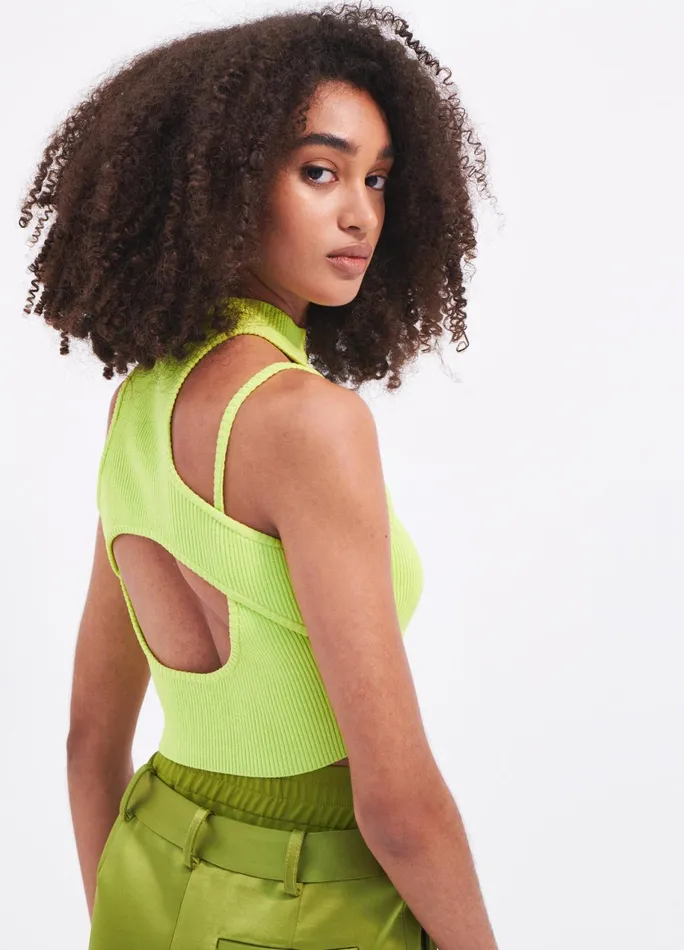 Women Halter Neck Knit Cropped Top MONSE Tops