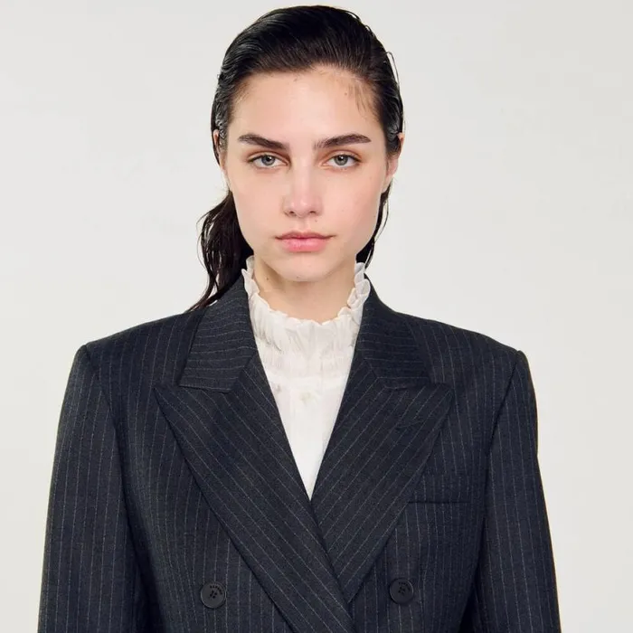 Women Jackets and Blazers SANDRO Stripy Suit Jacket Grey