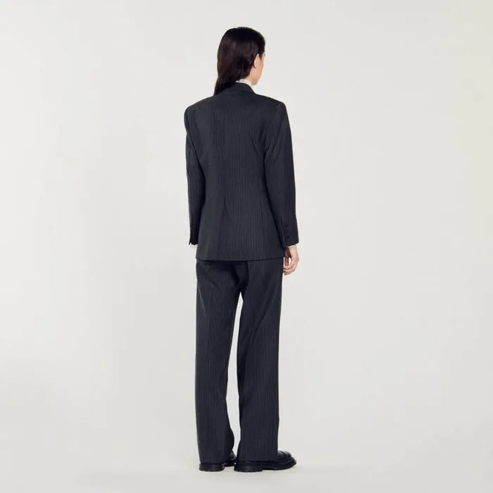 Women Jackets and Blazers SANDRO Stripy Suit Jacket Grey