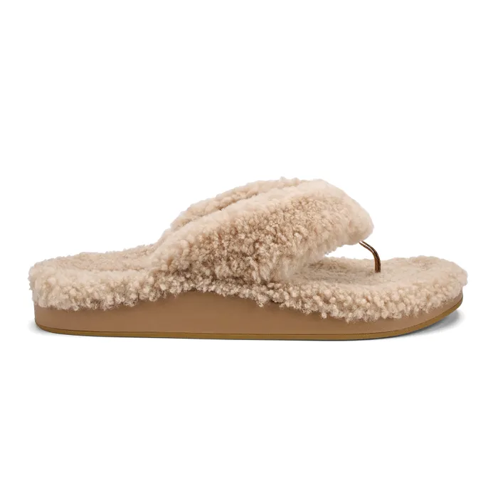 Women Kpe039a Heu Womens Fuzzy Slipper Sandals Tan Olukai Shearling
