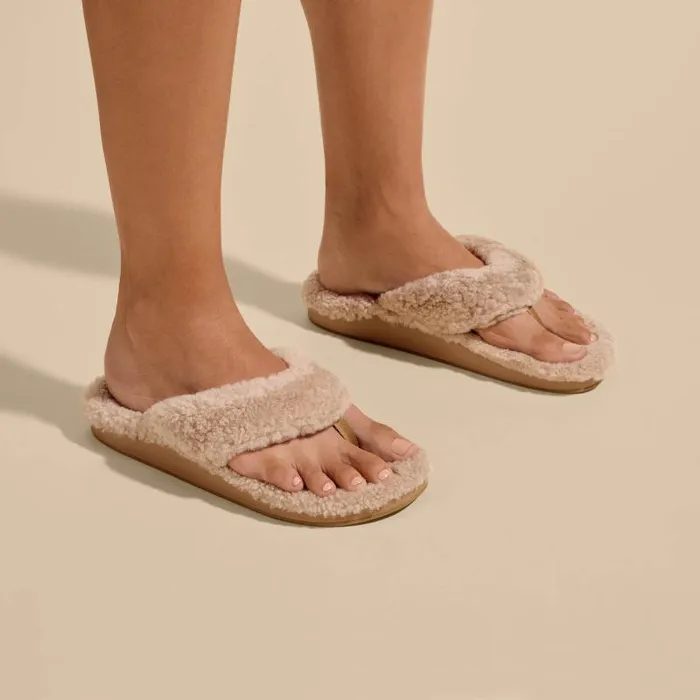 Women Kpe039a Heu Womens Fuzzy Slipper Sandals Tan Olukai Shearling Women Kpe039a Heu Womens Fuzzy Slipper Sandals Tan Olukai Shearling