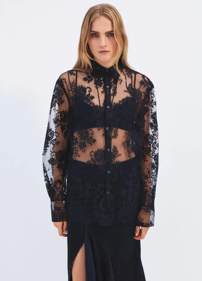 Women Lace Open Back Detail Blouse MONSE Tops