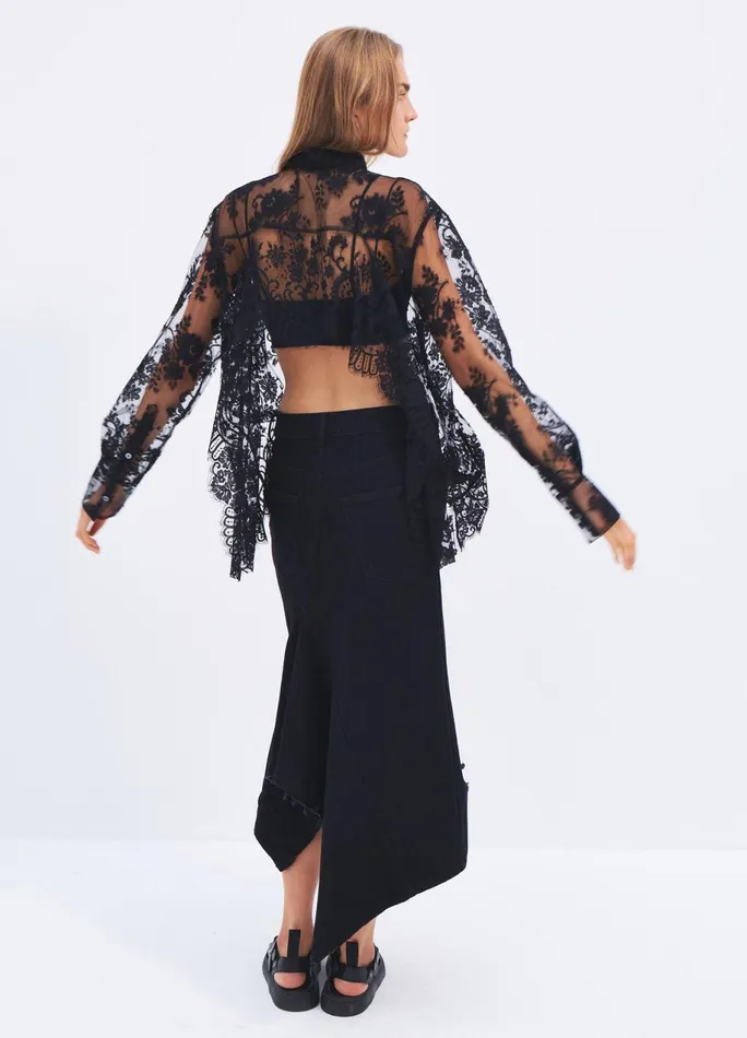 Women Lace Open Back Detail Blouse MONSE Tops