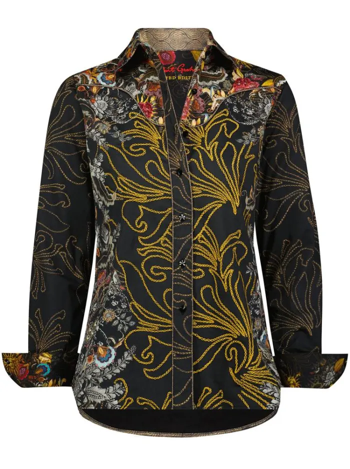 Women LIMITED EDITION JEWELED GODDESS LONG SLEEVE SHIRT Multi Robert Graham Tops