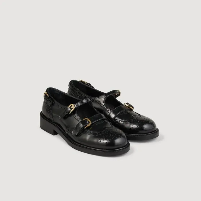 Women Loafers and Flats SANDRO MultiBuckle Mary Jane Flats Black
