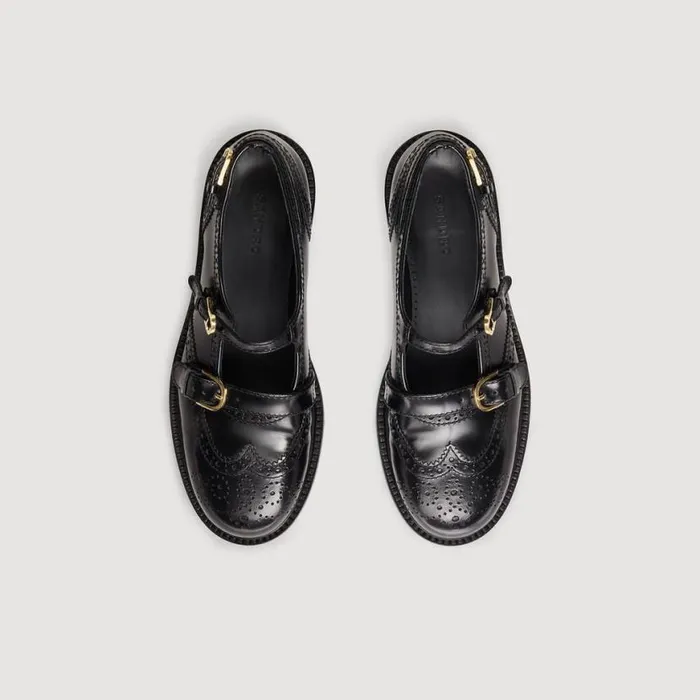 Women Loafers and Flats SANDRO MultiBuckle Mary Jane Flats Black