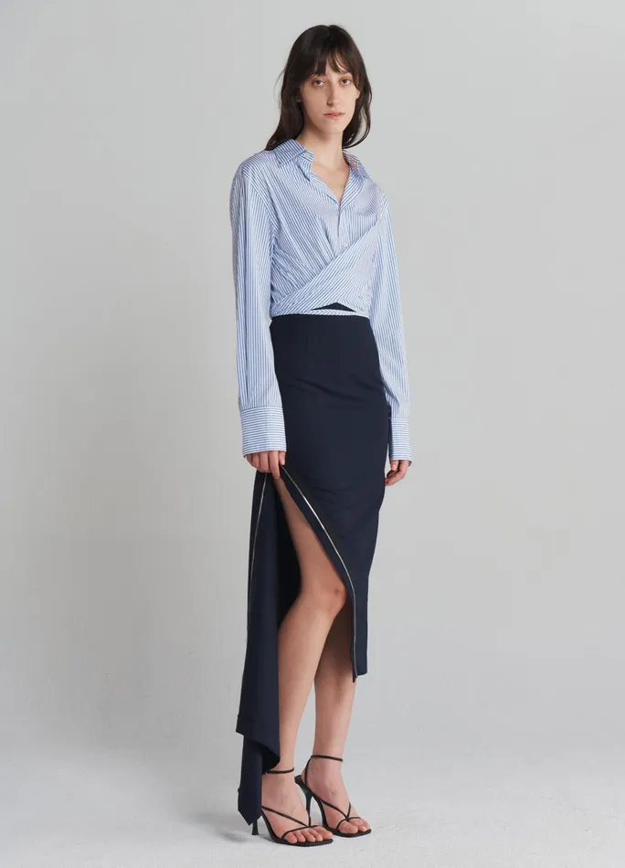 Women Long Sleeve Wrap Cropped Shirt MONSE Tops