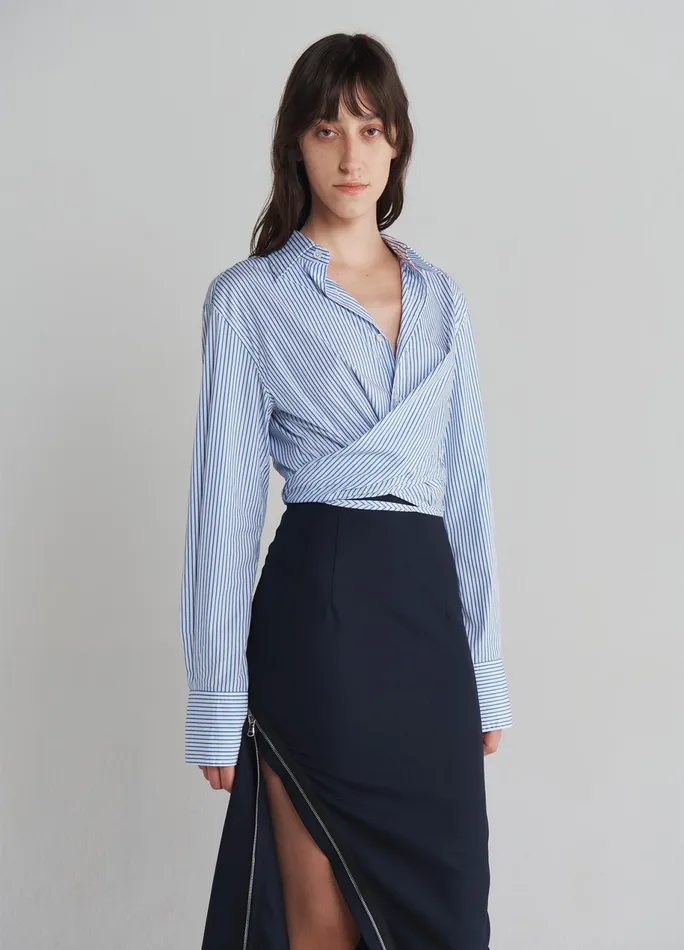 Women Long Sleeve Wrap Cropped Shirt MONSE Tops