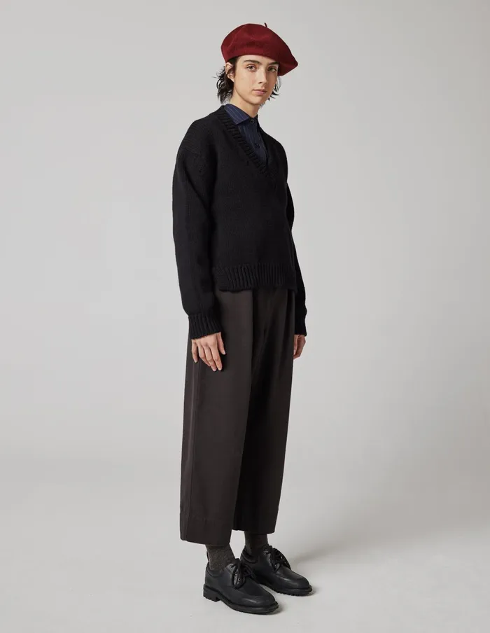 Women Mhl Chunky V Neck Black Margaret Howell Knitwear