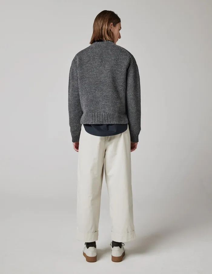 Women Mhl Chunky V Neck Mid Grey Margaret Howell Knitwear