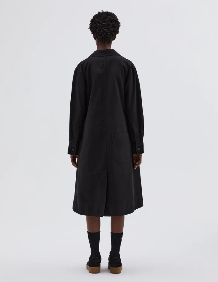 Women Mhl Collared Wrap Dress Off Black Margaret Howell Dresses