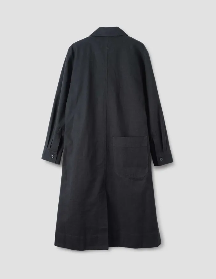 Women Mhl Collared Wrap Dress Off Black Margaret Howell Dresses