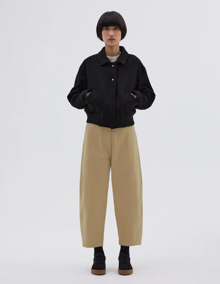 Women Mhl Cropped Bomber Jacket Black Margaret Howell Jackets and Coats