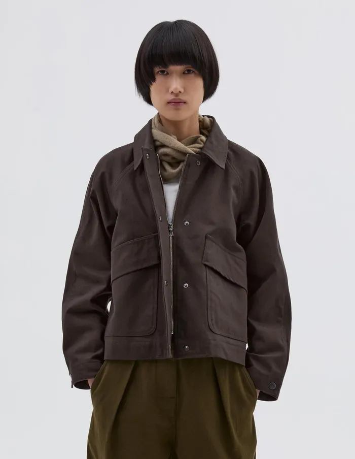 Women Mhl Raglan Work Jacket Dark Brown Margaret Howell Jackets and Coats