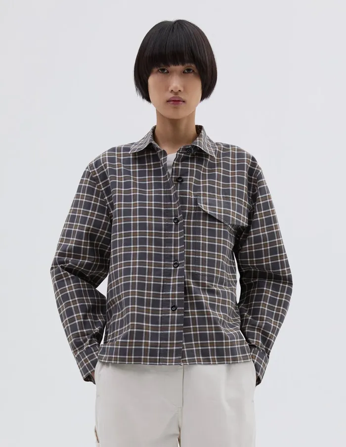 Women Mhl Single Pocket Overshirt Slate Moss Margaret Howell Shirts