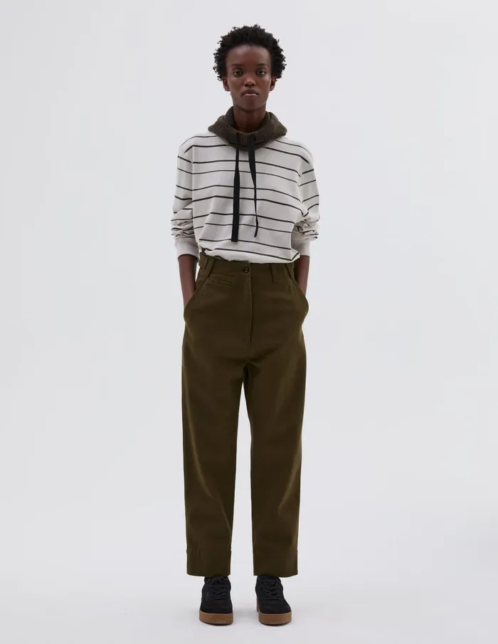 Women Mhl Tab Waist Tapered Trouser Moss Margaret Howell Trousers