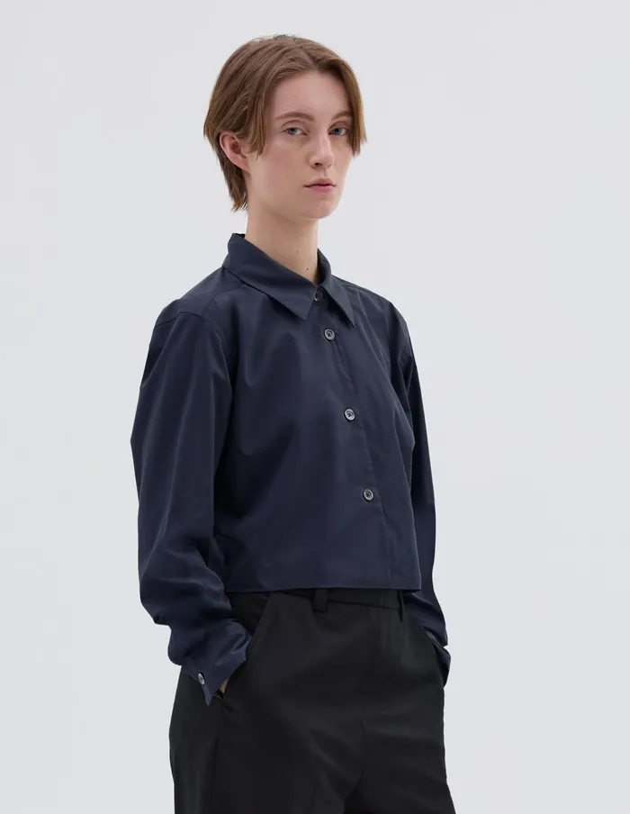 Women Mini Cropped Shirt Dark Navy Margaret Howell Shirts