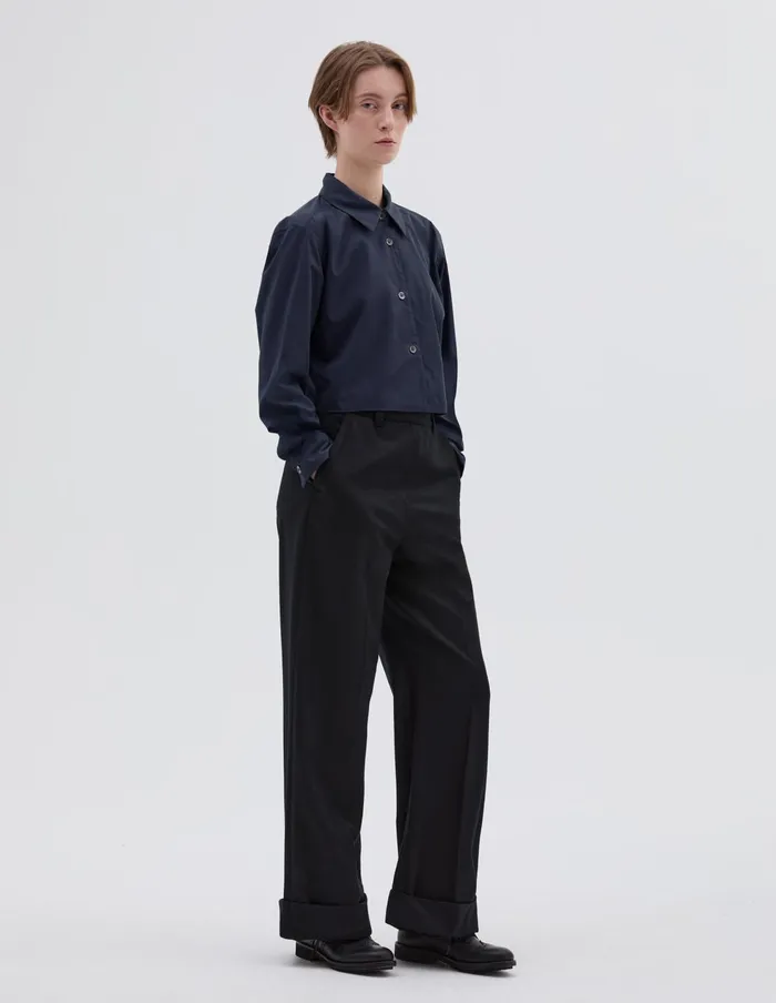 Women Mini Cropped Shirt Dark Navy Margaret Howell Shirts